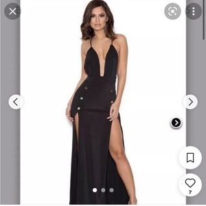 House Of CB 'Farrana' Double Split Black Dress NWOT